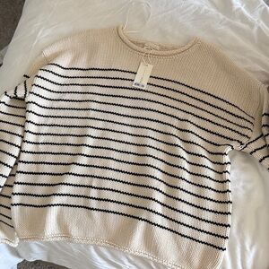 NWT Rylee & Cru Striped Cream and Black Women's Sweater size S